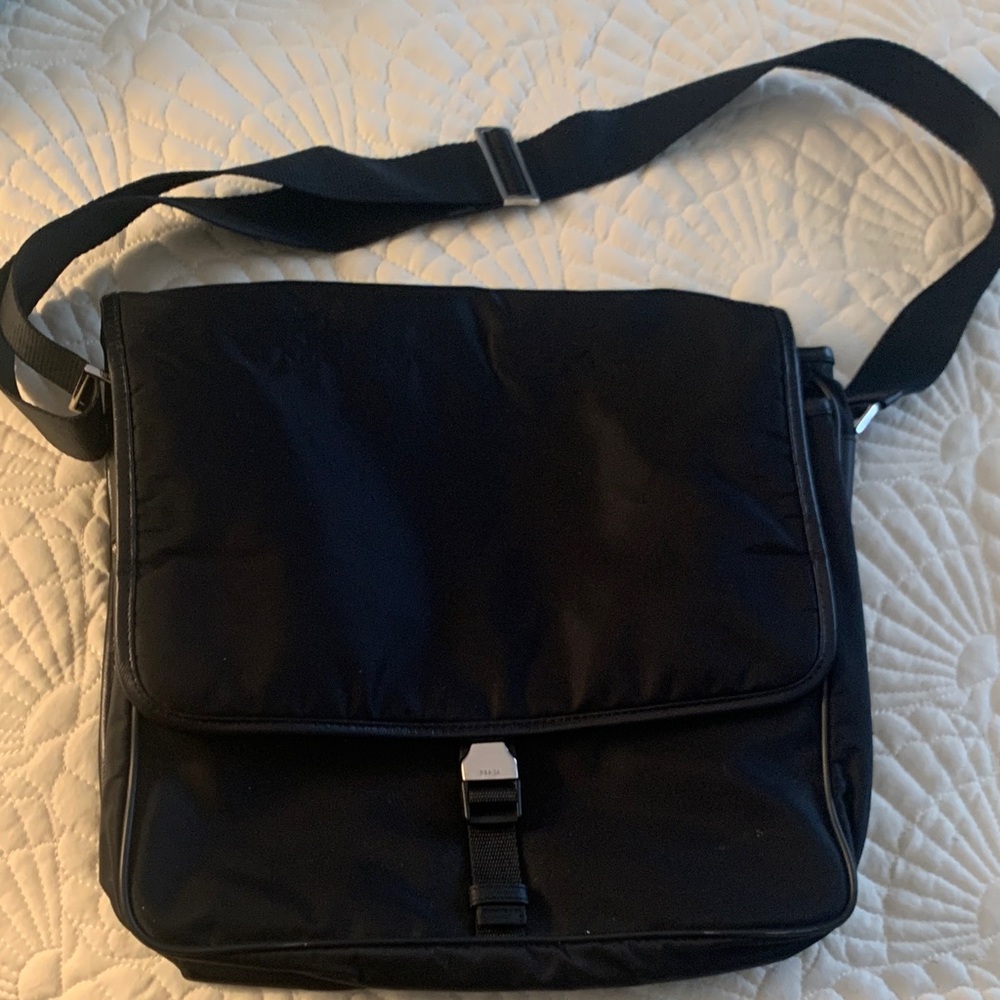 Prada nylon Stylish Black Messenger Bag circa 2005. Excellent condition